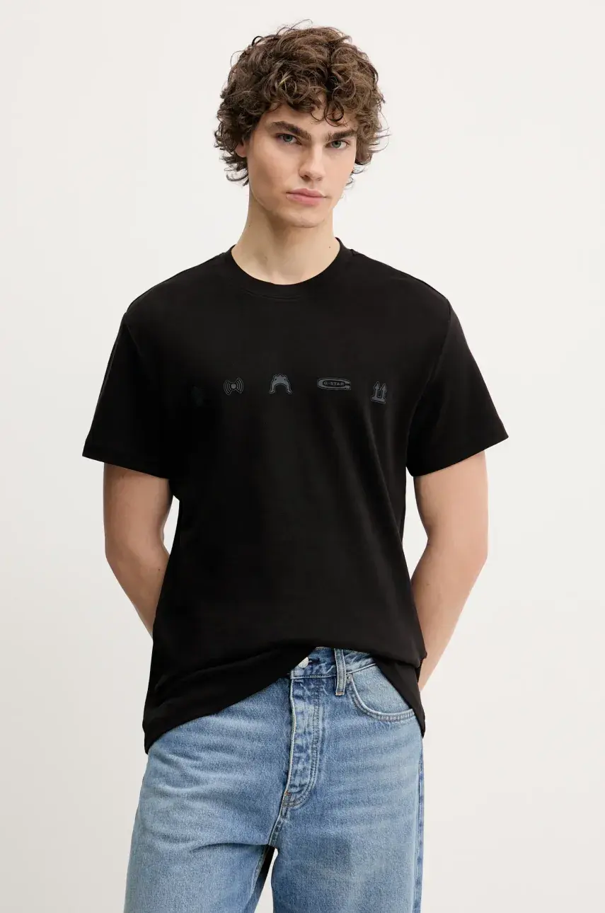 Bavlnené tričko G-Star Raw pánske, čierna farba, s potlačou, D25974-C812