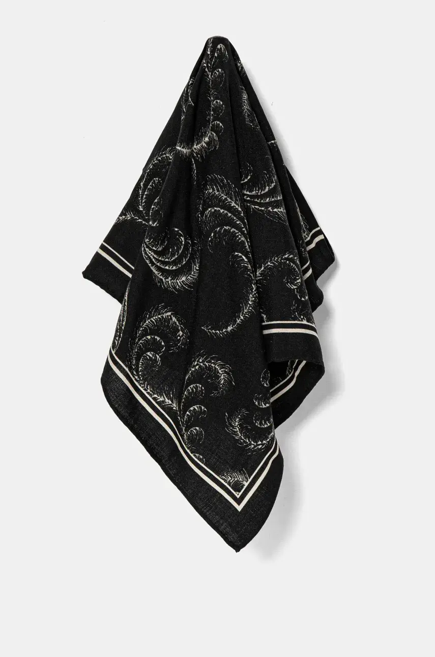 Vlnený šál The Kooples dámska, čierna farba, vzorovaná, AMFO30001K