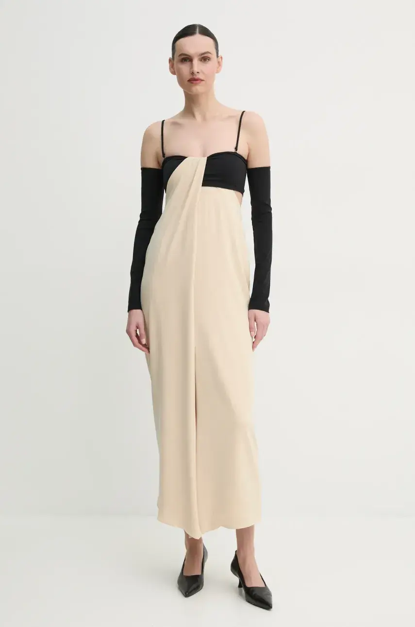 Šaty Nanushka SELLY béžová farba, maxi, priliehavá, NW25RSDR04511