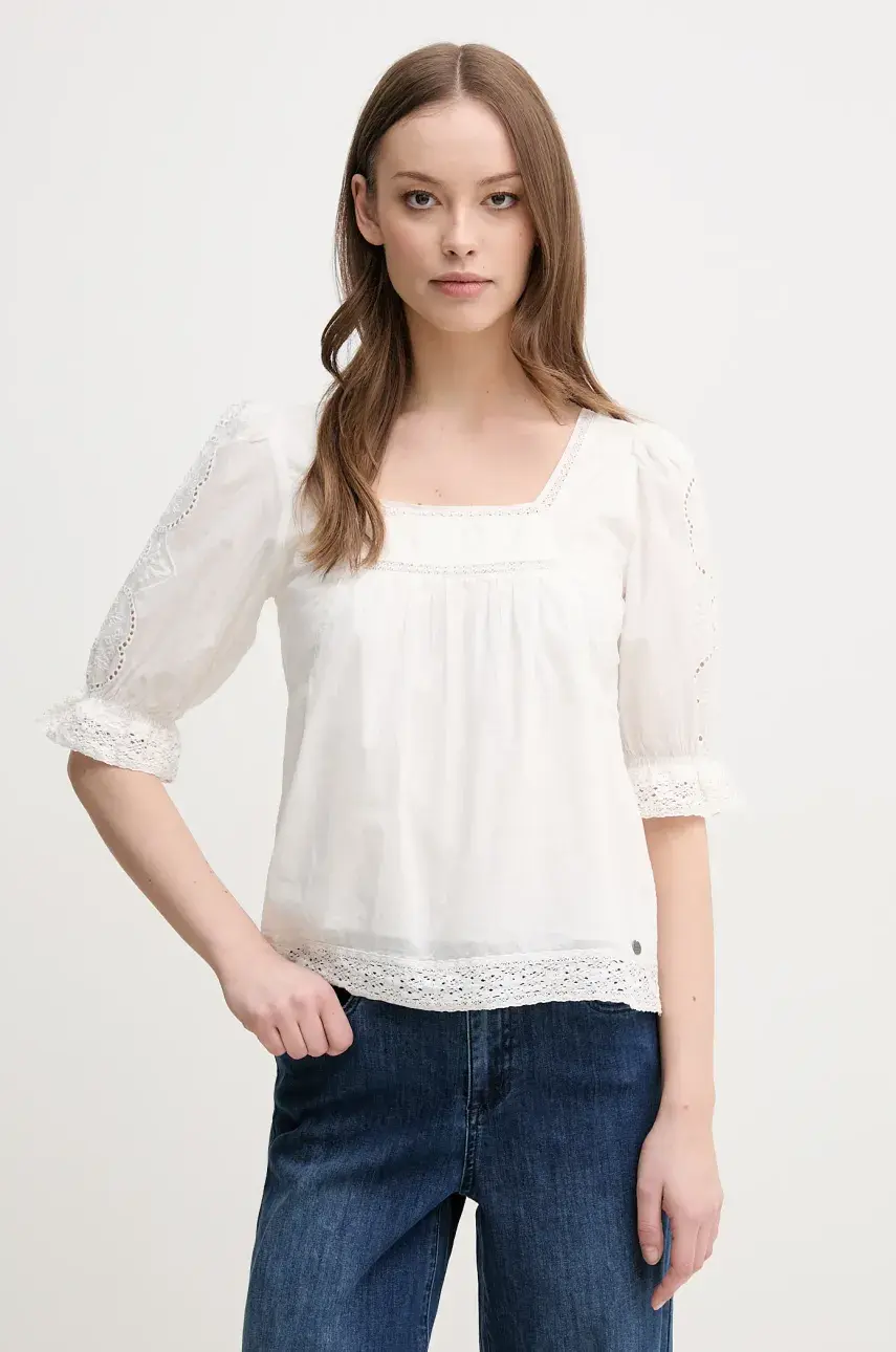 Bavlnená blúzka Pepe Jeans EVERLY dámska, béžová farba, jednofarebná, PL305016