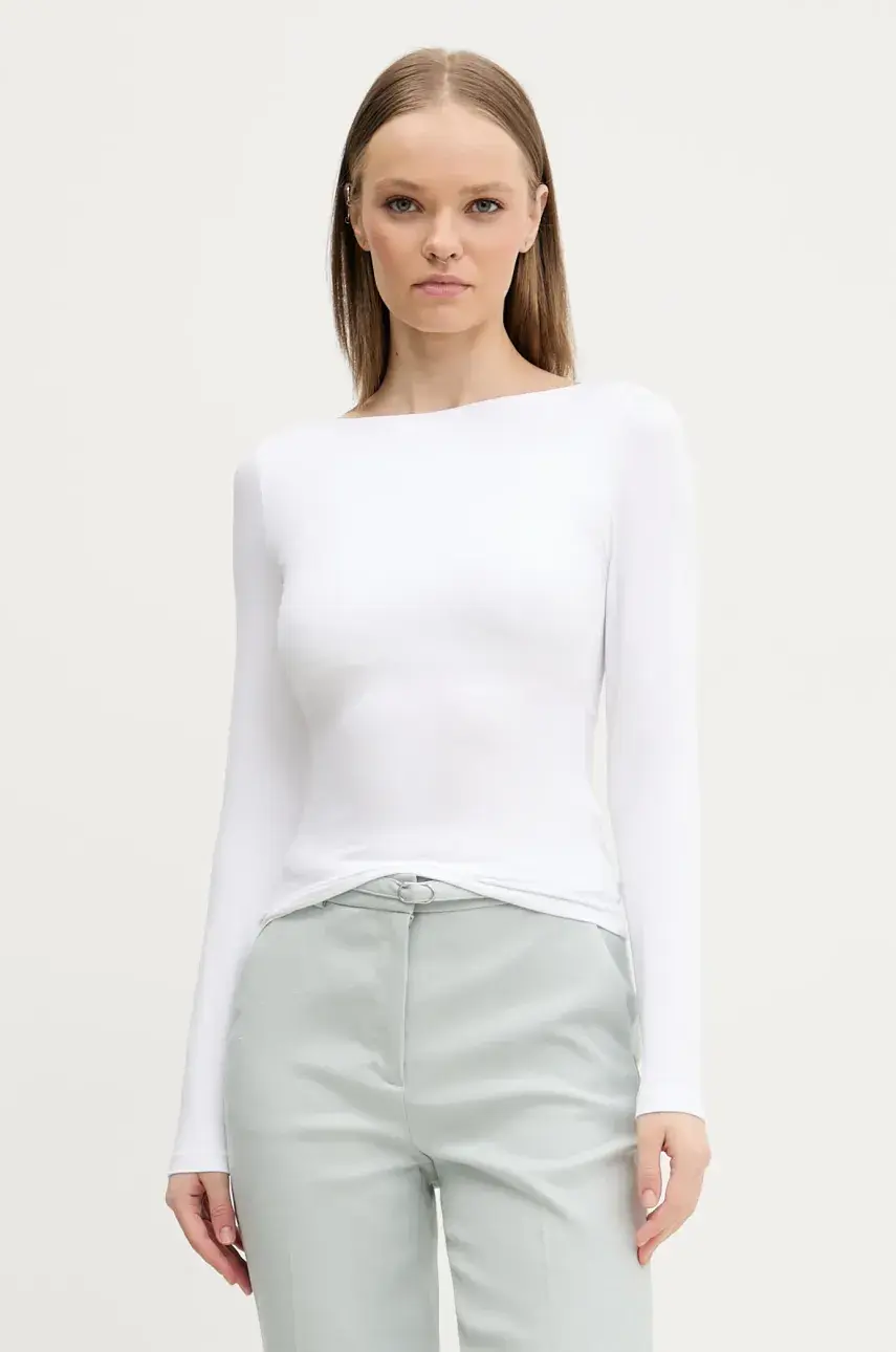 Tričko s dlhým rukávom Hollister Co. biela farba, holý chrbát, KI339-5068
