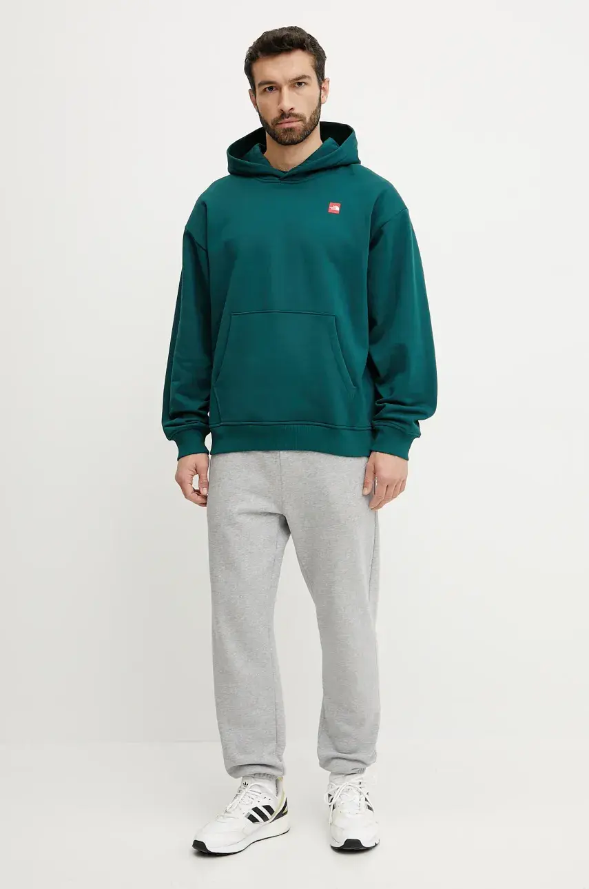 Bavlnená mikina The North Face Axys pánska, zelená farba, s kapucňou, s potlačou, NF0A8C1Q6GI1