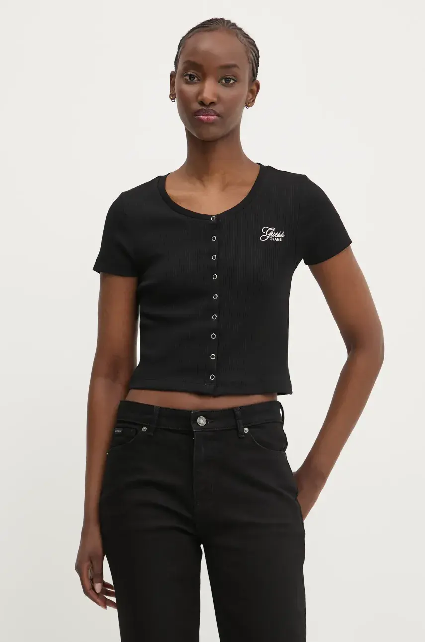 Tričko Guess Jeans dámske, čierna farba, W5GP27 KA0H1