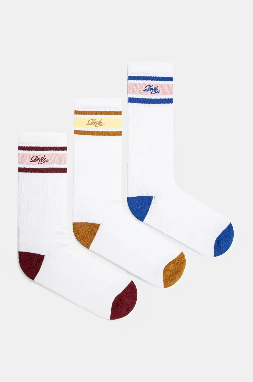 Ponožky Drôle de Monsieur La Chaussette Drule Rayee 3-pak pánske, biela farba, G-SK118-CO024-MC
