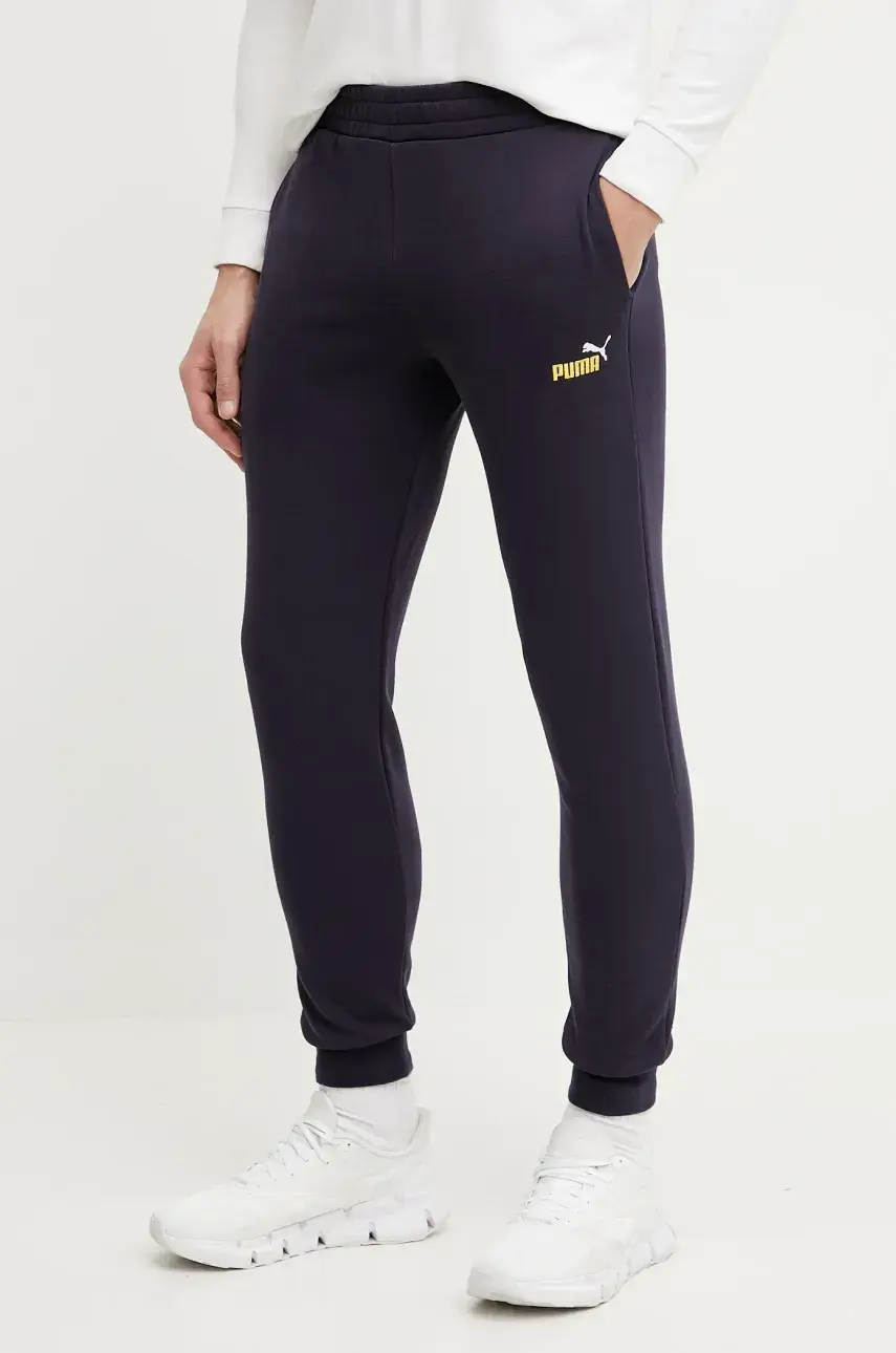 Tepláky Puma pánske, tmavomodrá farba, melanžové, 684714