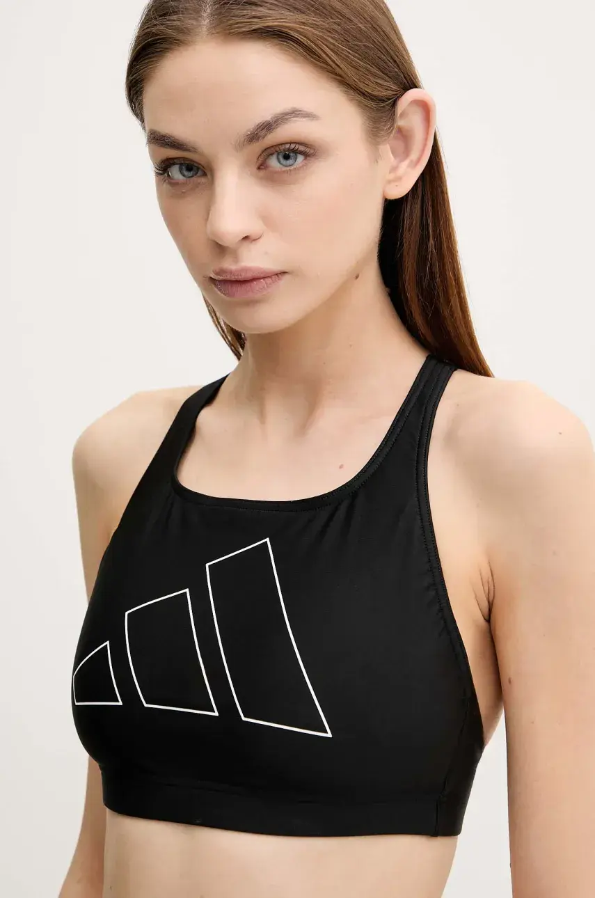 Plavková podprsenka adidas Performance Big Bars čierna farba, mäkké košíky, JJ2169