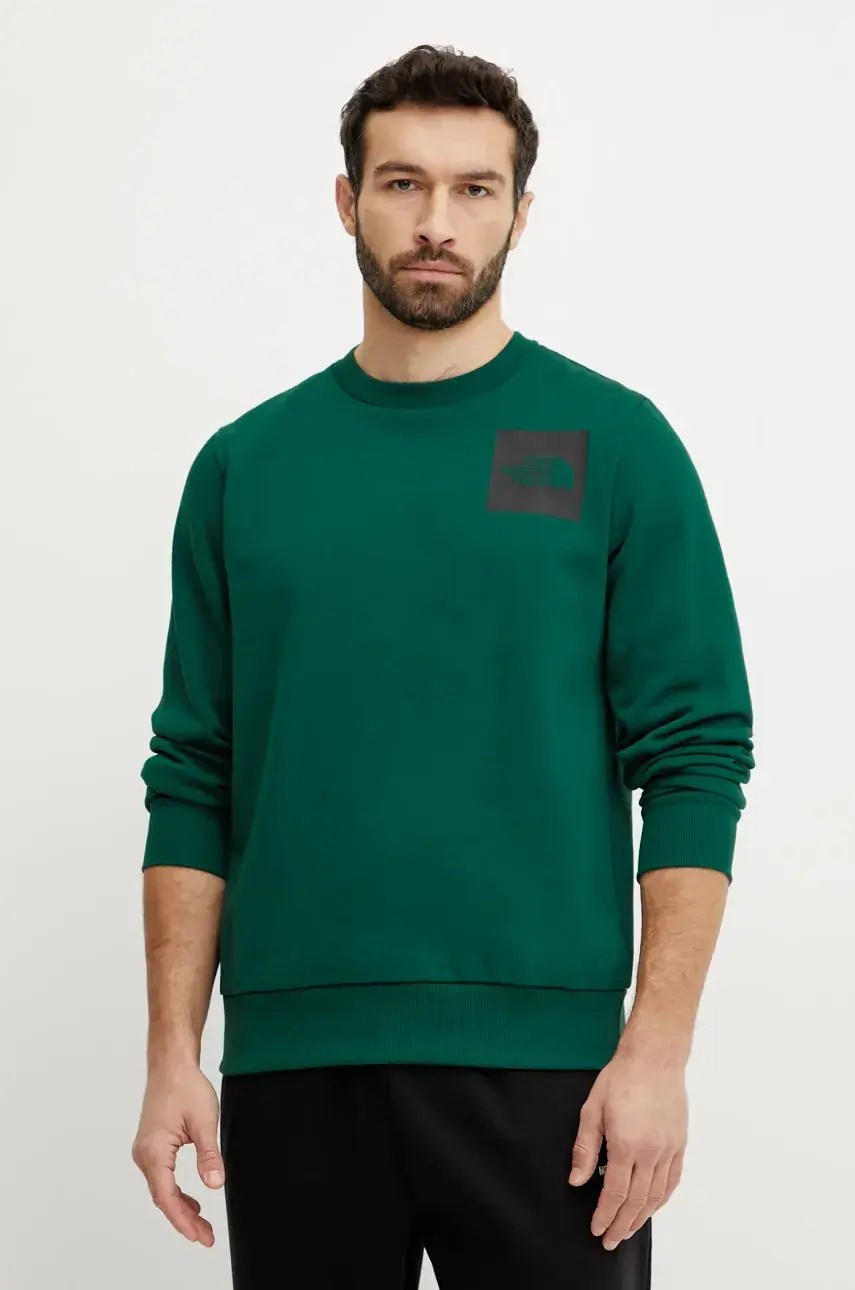 Mikina The North Face Fine pánska, zelená farba, s potlačou, NF0A89EV6GI1