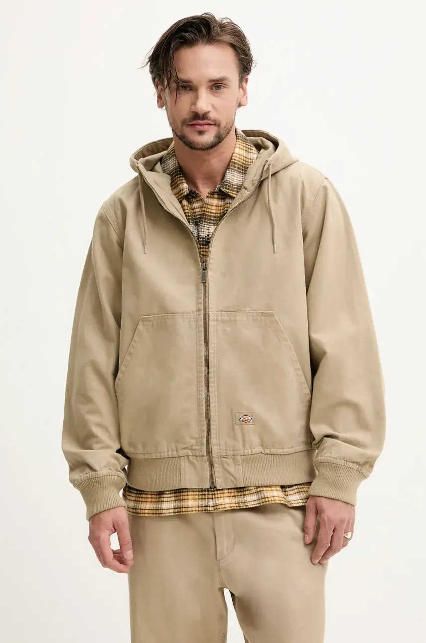 Rifľová bunda Dickies béžová farba, prechodná, oversize, DK0A4YQLF021