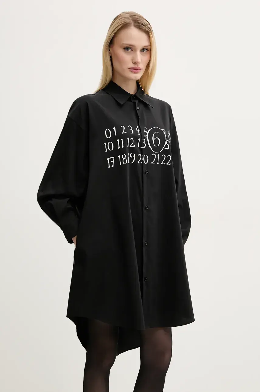 Šaty MM6 Maison Margiela čierna farba, mini, oversize, S52CT0788.M35043