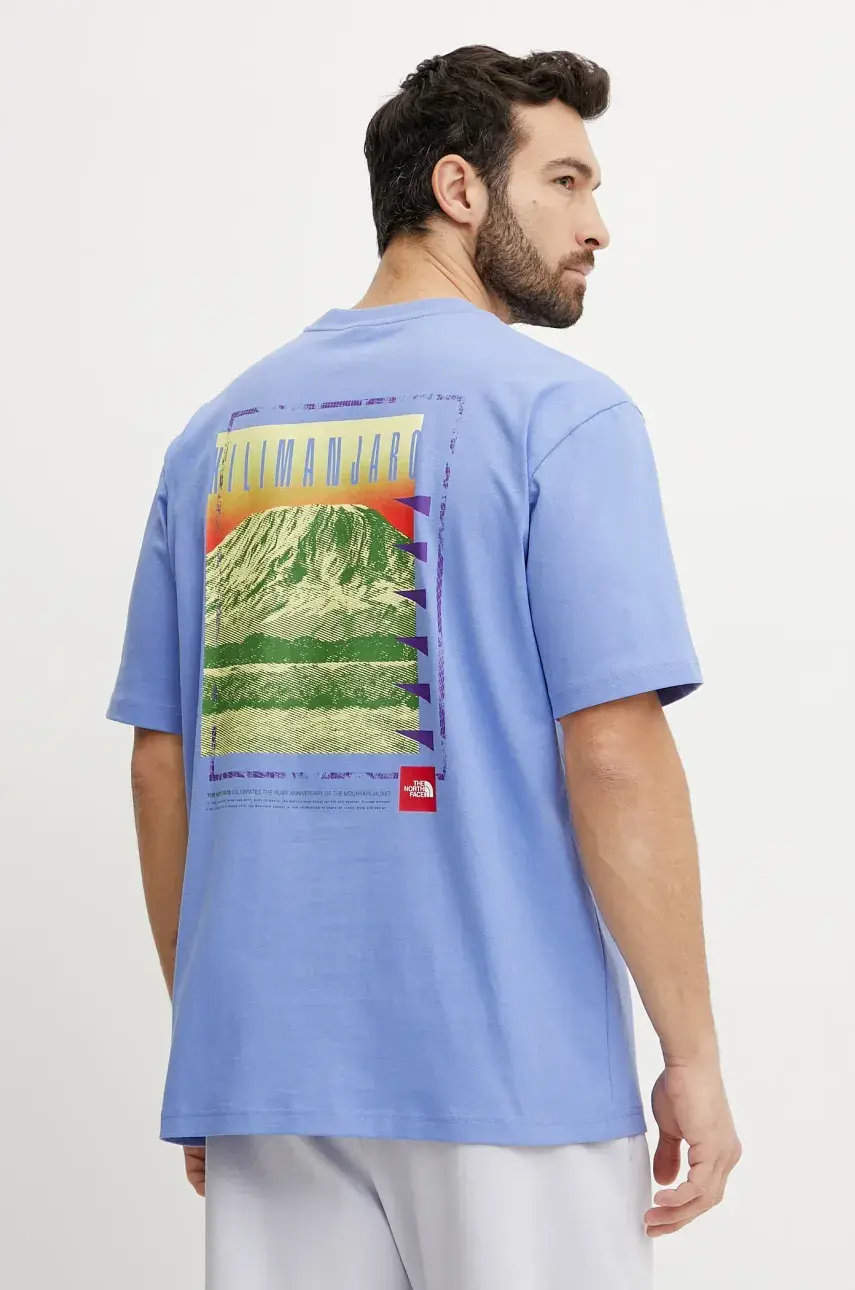 Bavlnené tričko The North Face Axys pánske, fialová farba, s potlačou, NF0A8C1R0YI1