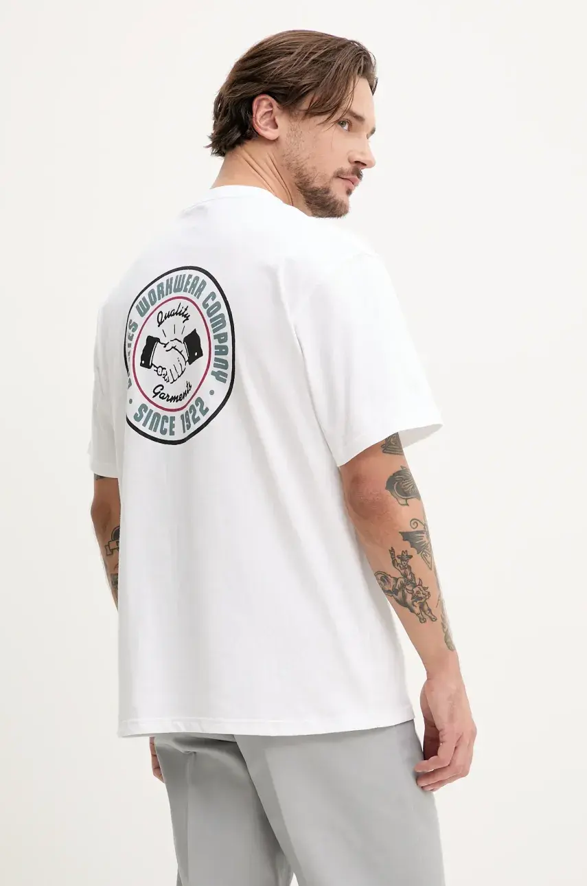 Bavlnené tričko Dickies pánsky, biela farba, vzorovaný, DK0A4Z950WH1