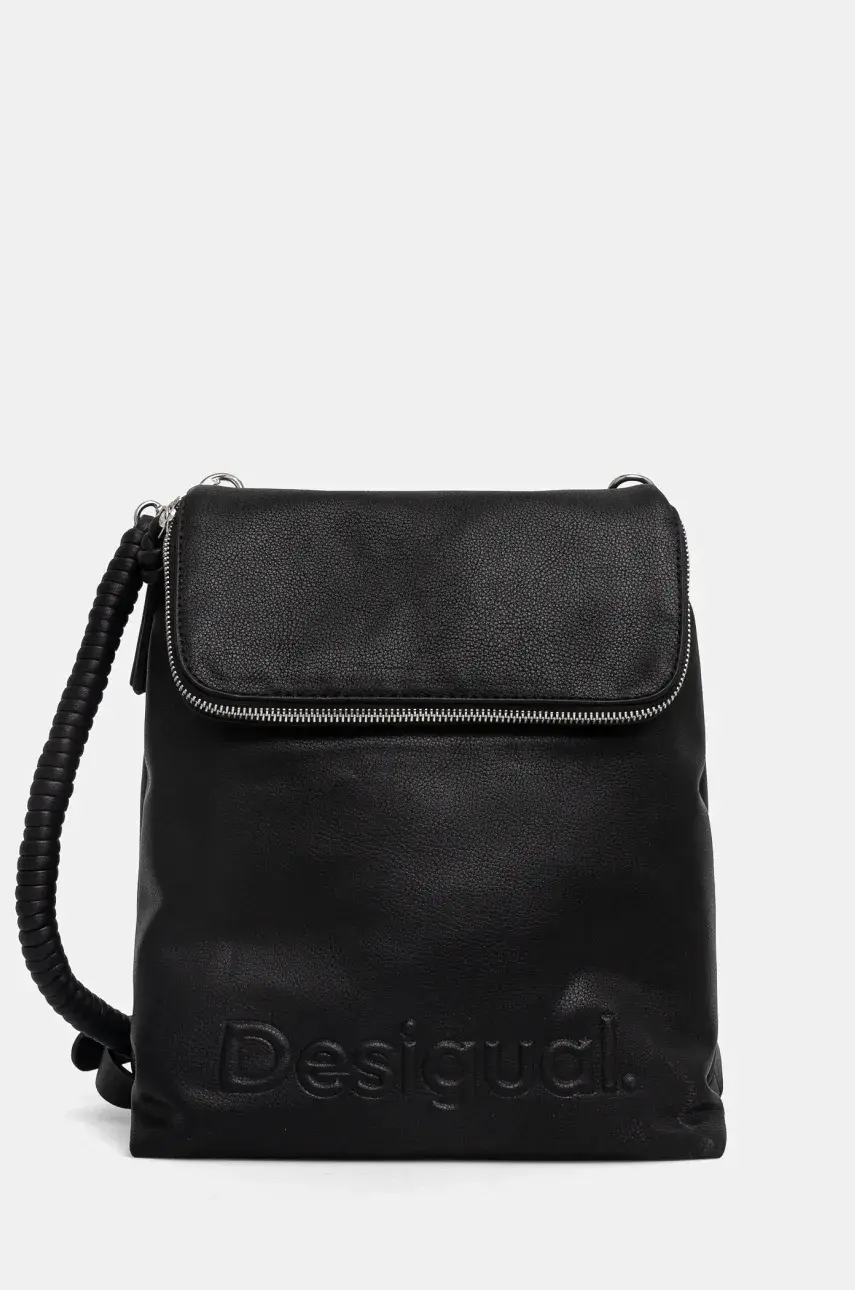Ruksak Desigual HALF HAMPTON BLACK dámsky, čierna farba, veľký, jednofarebný, 25SAKP46