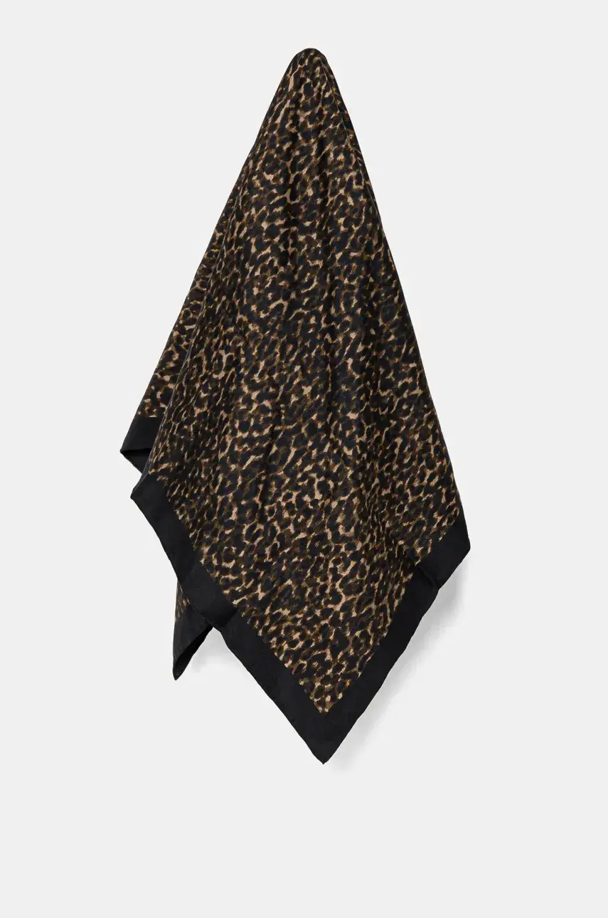Hodvábna šatka The Kooples dámska, hnedá farba, vzorovaná, AFFO30003K