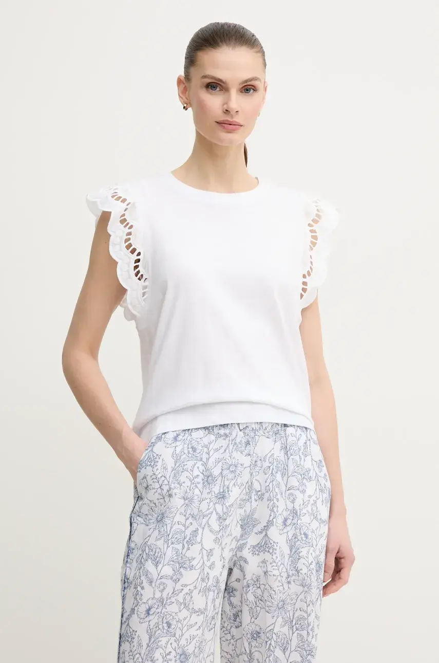 Bavlnené tričko Pepe Jeans VIC dámske, biela farba, PL506067