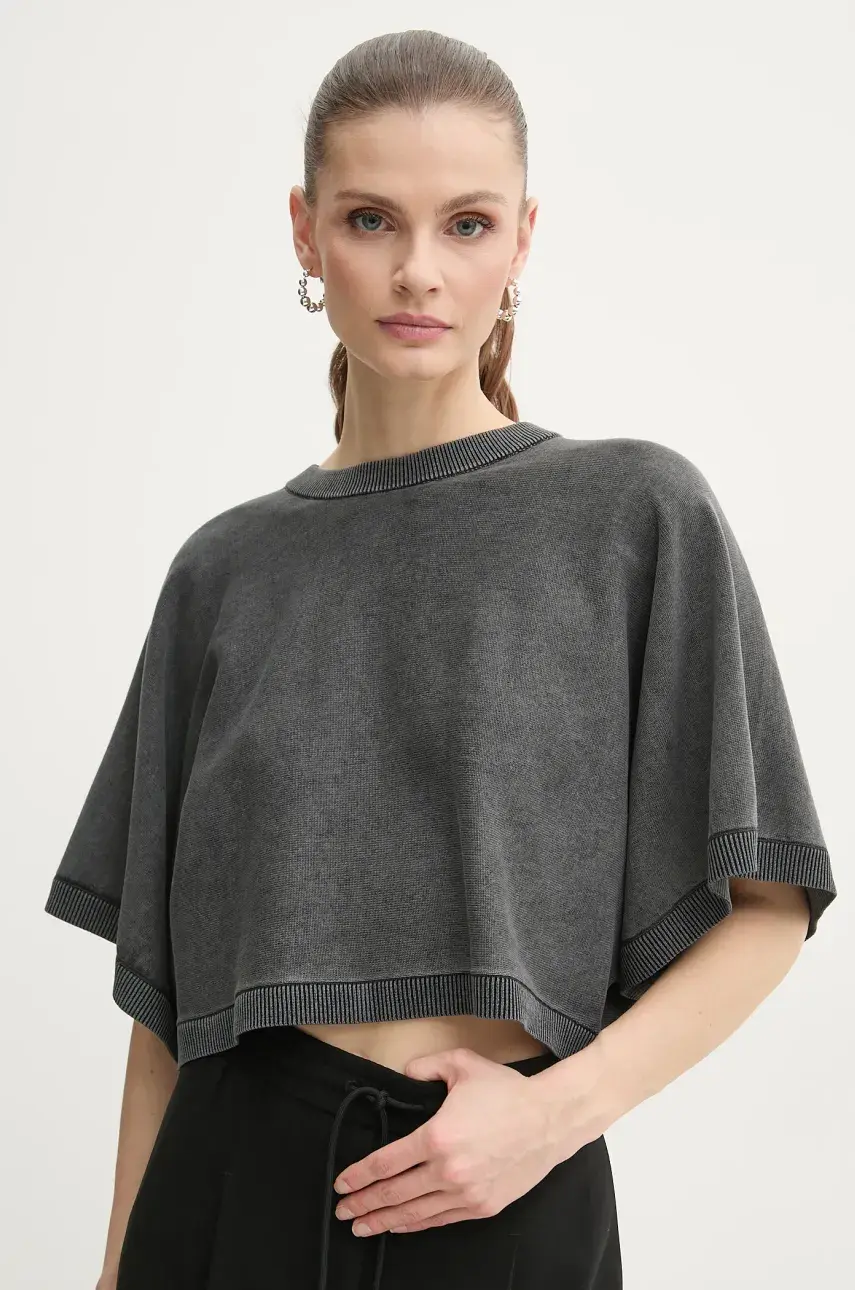 Bavlnené tričko MICHAEL Michael Kors dámske, šedá farba, MS56160HMS