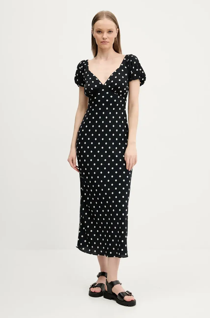 Šaty Abercrombie & Fitch tmavomodrá farba, midi, áčkový strih, KI159-5580