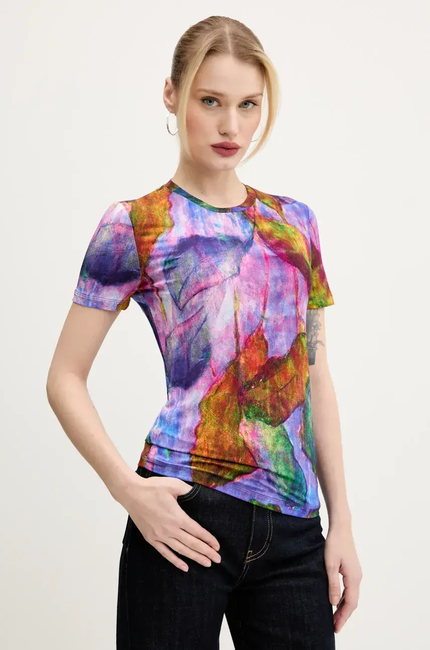 Tričko Desigual YELLOWSTONE dámske, fialová farba, 25SWTK89