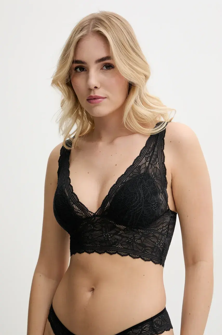 Podprsenka Chantelle Floral Touch čierna farba, čipkovaná, vzorovaná, C94270