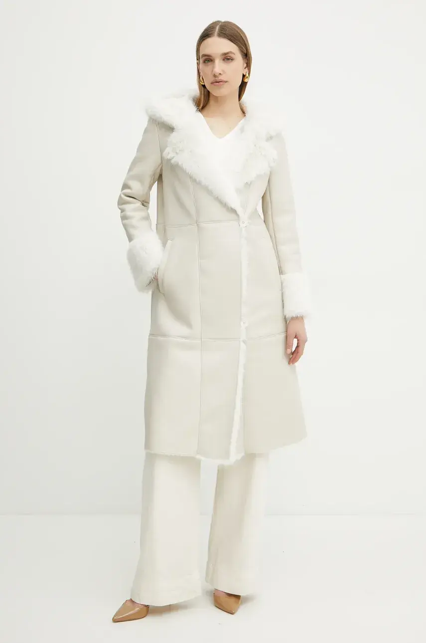 Kabát Guess KLARISSA dámsky, béžová farba, prechodný, W5RL60 WH0U0