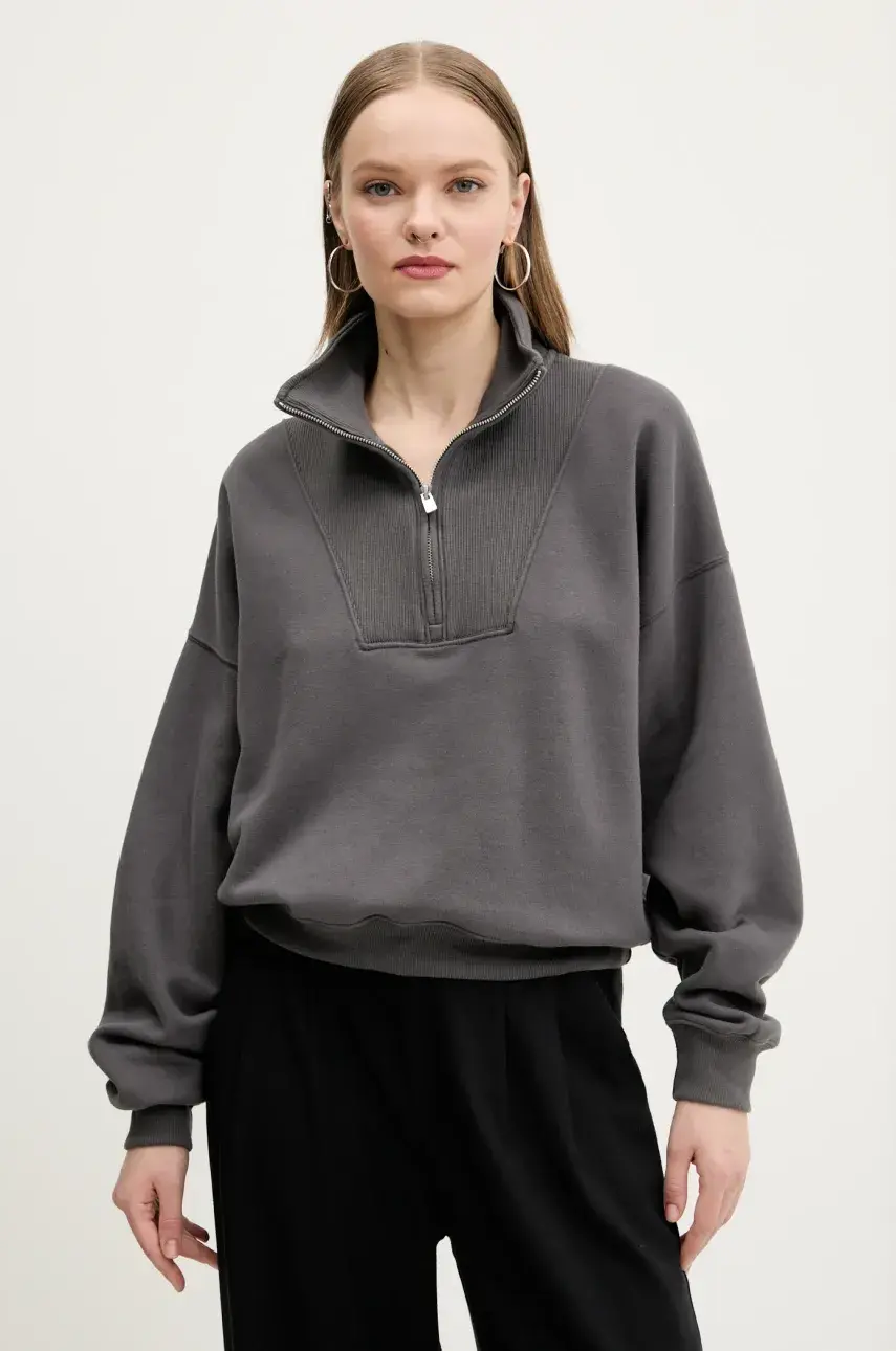 Mikina Hollister Co. dámska, šedá farba, jednofarebná, KI352-5112