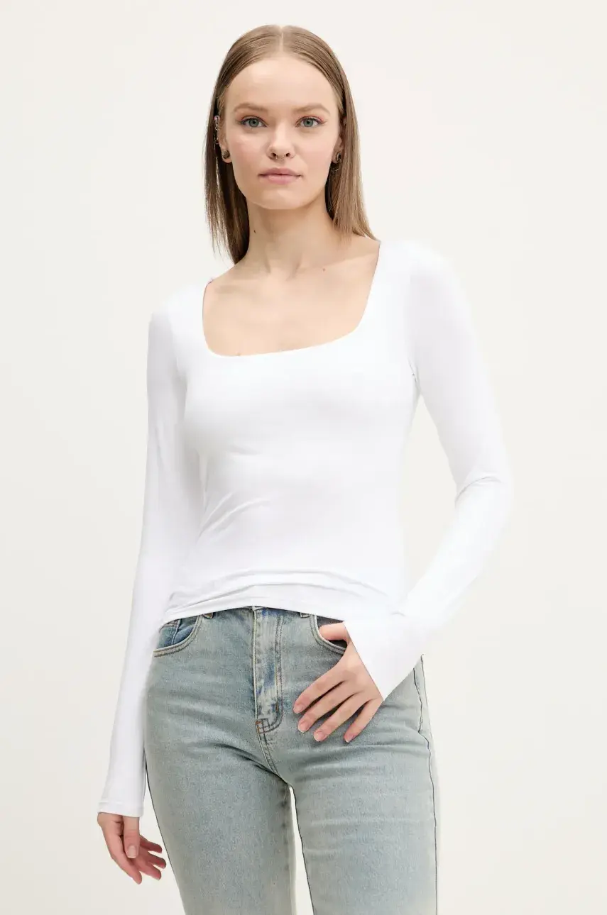 Tričko s dlhým rukávom Hollister Co. biela farba, KI339-5077