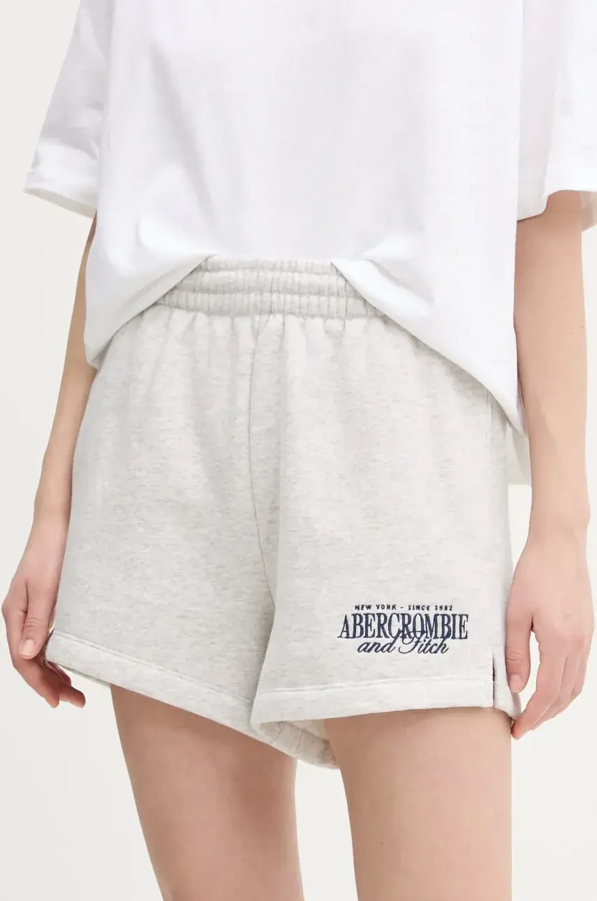 Šortky Abercrombie & Fitch dámske, šedá farba, melanžové, vysoký pás, KI186-5045