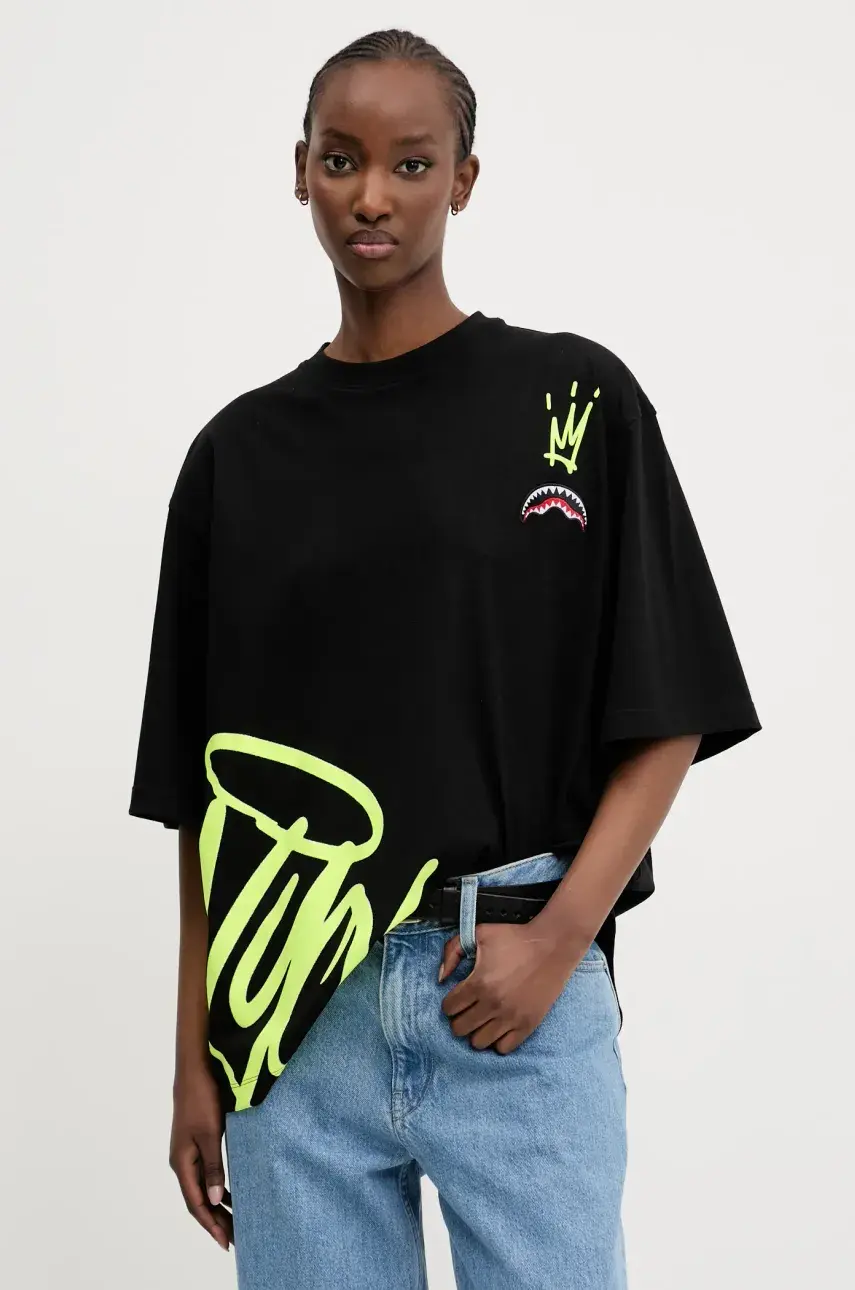 Bavlnené tričko Sprayground čierna farba, s potlačou, SP697BLK