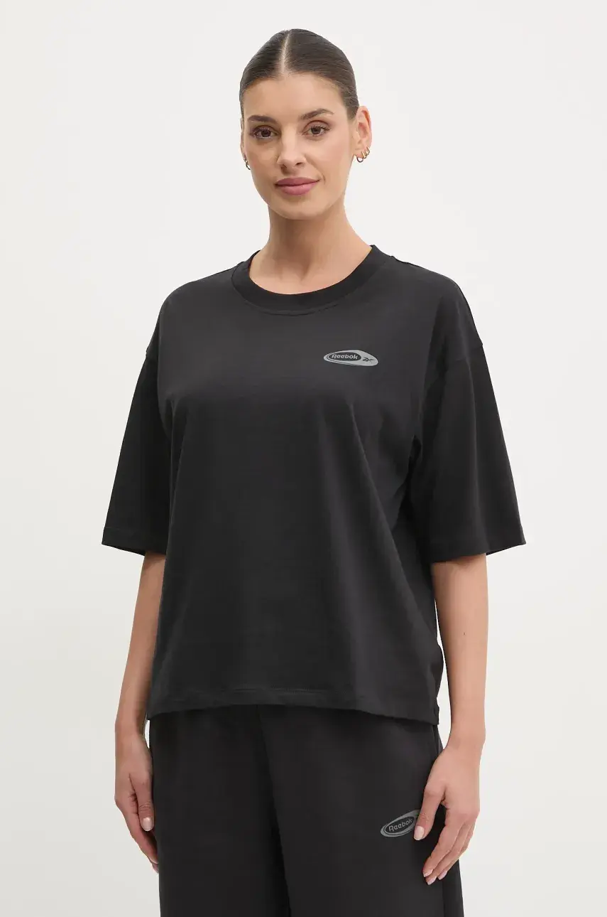 Bavlnené tričko Reebok Classic dámske, čierna farba, 100214281