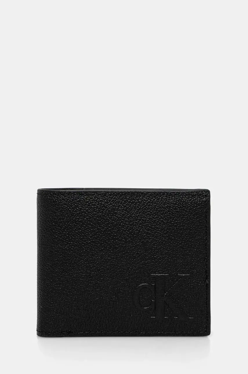Kožená peňaženka Calvin Klein Jeans pánska, čierna farba, LV04G1022G