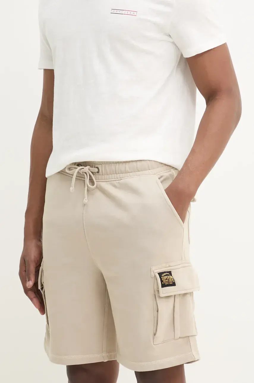 Bavlnené šortky Superdry pánske, béžová farba, M7110480A-E4R