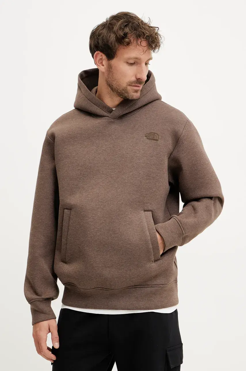 Mikina The North Face Pull-on pánska, s kapucňou, melanžová, NF0A8AMB2QI1