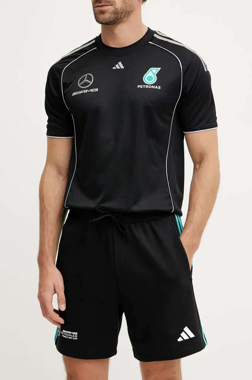 Bavlnené šortky adidas x Mercedes pánske, čierna farba, JV5429
