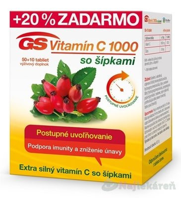 GS Vitamín C 1000mg so šípkami 50+10 kapsúl