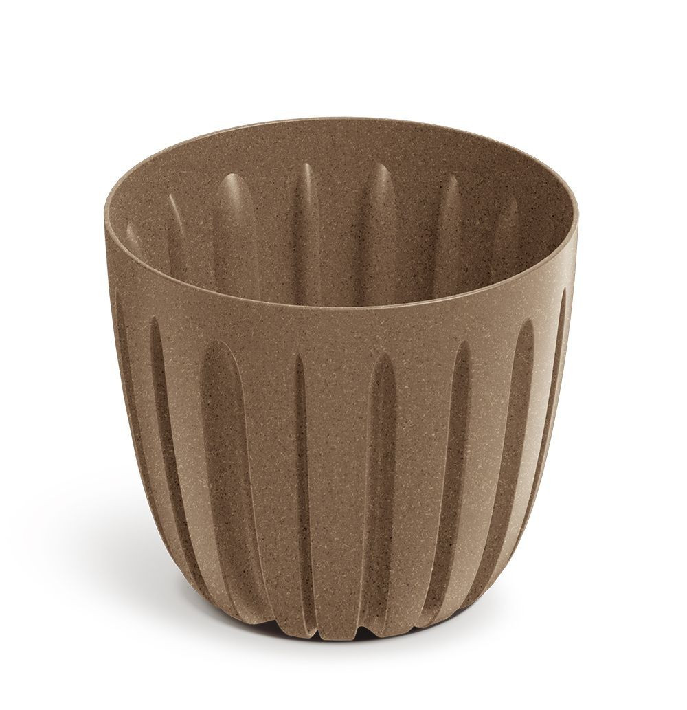 Plastový květináč WARIOS ECO WOOD hnědý matný