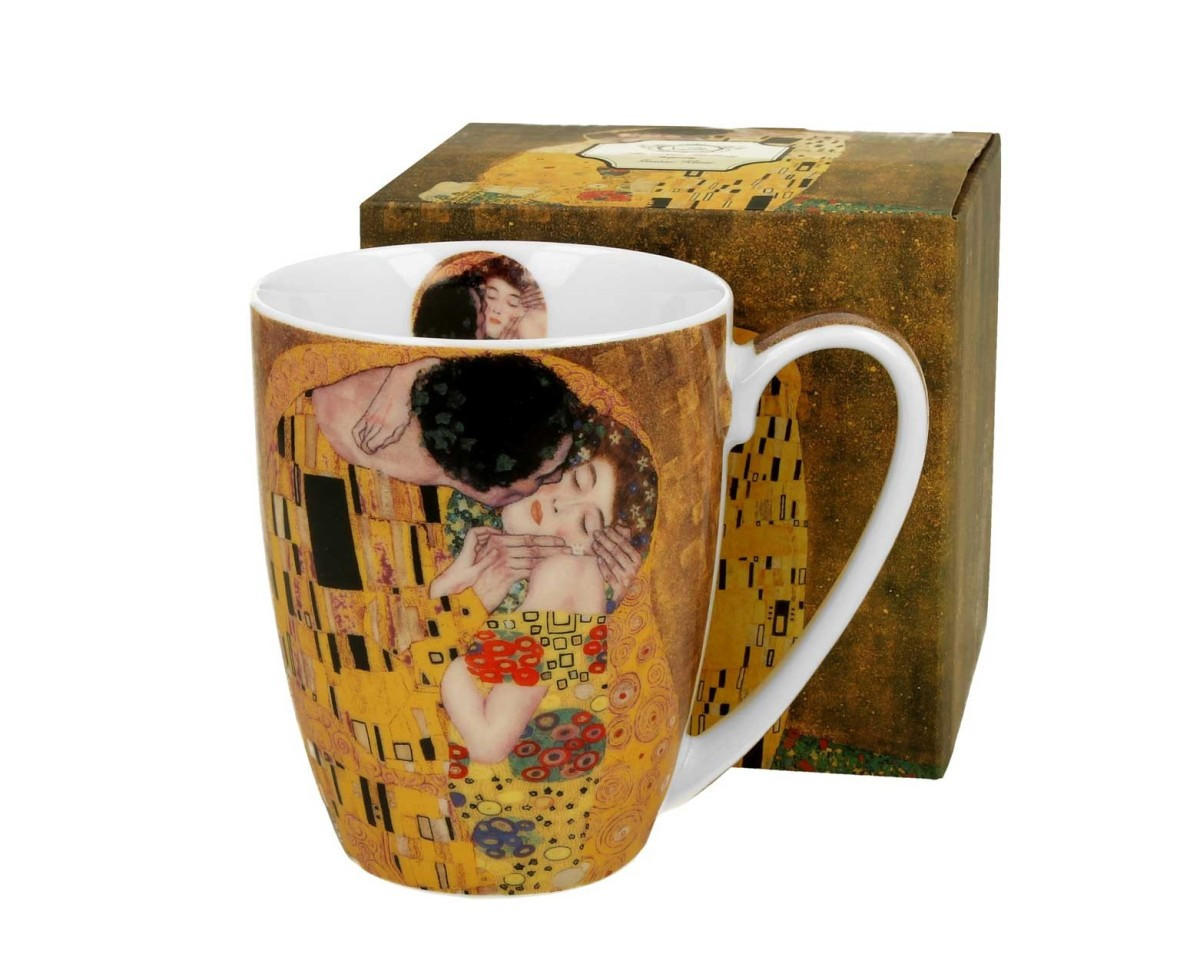 Porcelánový hrnek KLIMT THE KISS 350 ml hnědý