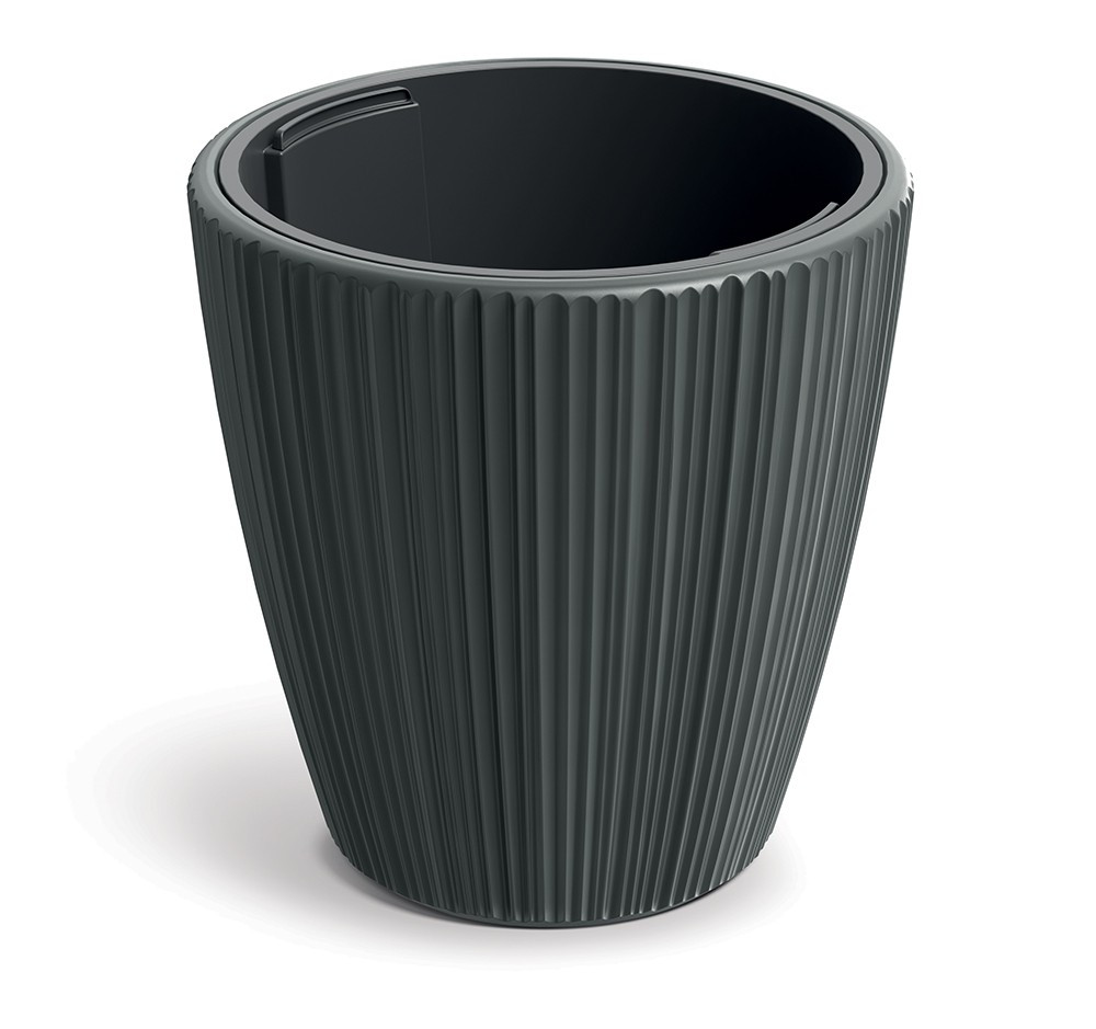 Plastový květináč OROS tmavě šedý matný