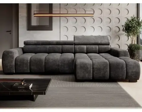 Rohová sedačka Bull,grafitová tkanina,pravý roh,elektrické polohovanie%