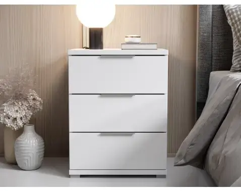 Nočný stolík s 3 zásuvkami Smilla, výška 61 cm, biely%