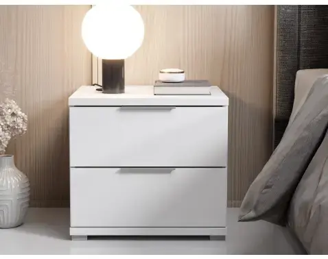 Nočný stolík s 2 zásuvkami Smilla, výška 43 cm, biely%