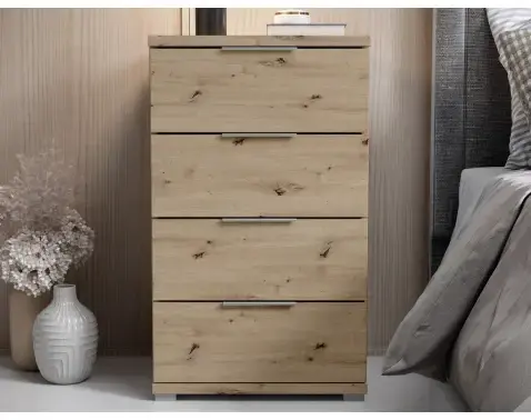 Nočný stolík/skrinka so 4 zásuvkami Smilla, výška 79 cm, dub artisan%
