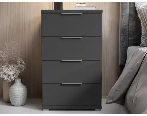 Nočný stolík/skrinka so 4 zásuvkami Smilla, výška 79 cm, grafitový%