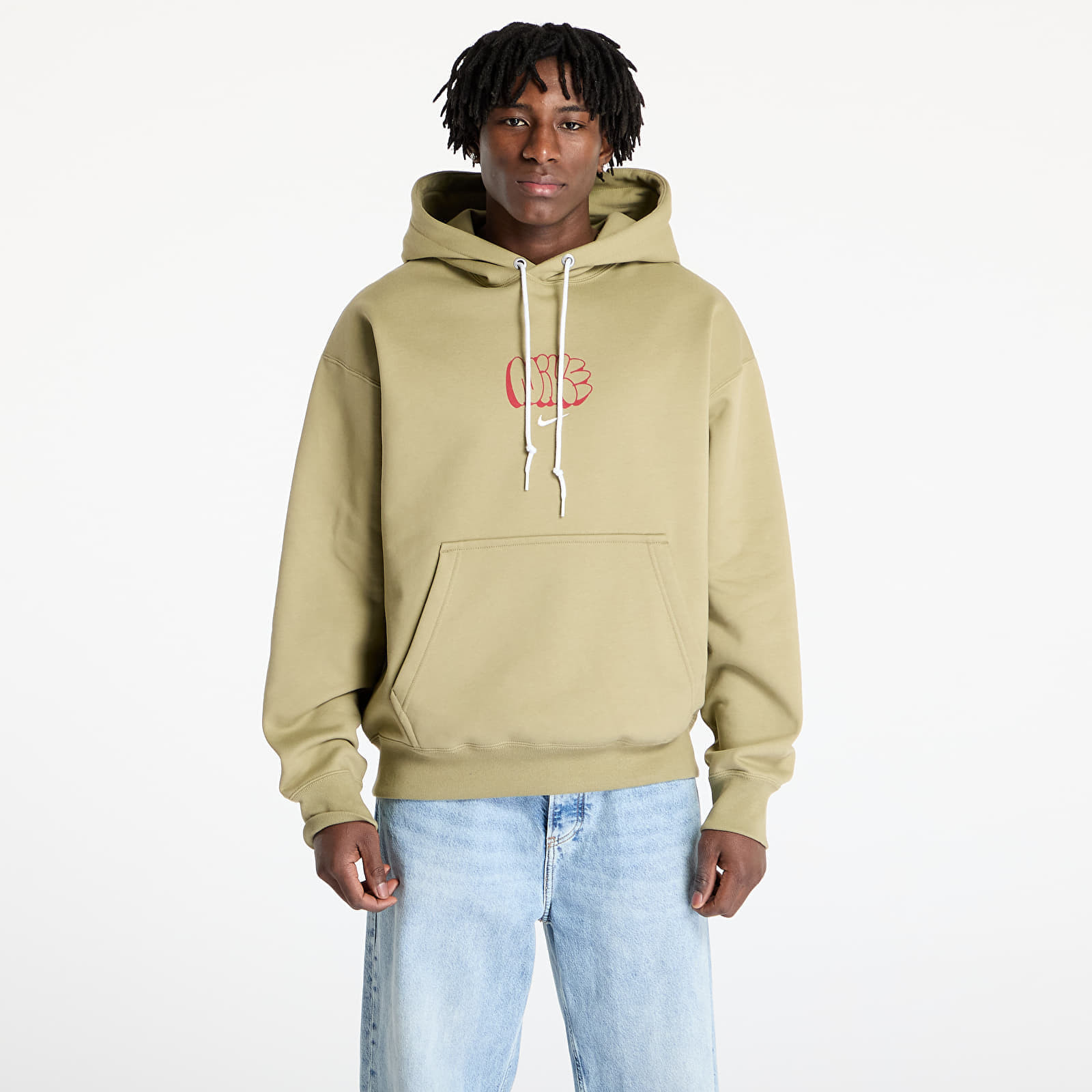 Mikina Nike Solo Swoosh Men's Fleece Hoodie Neutral Olive/ Sail XS