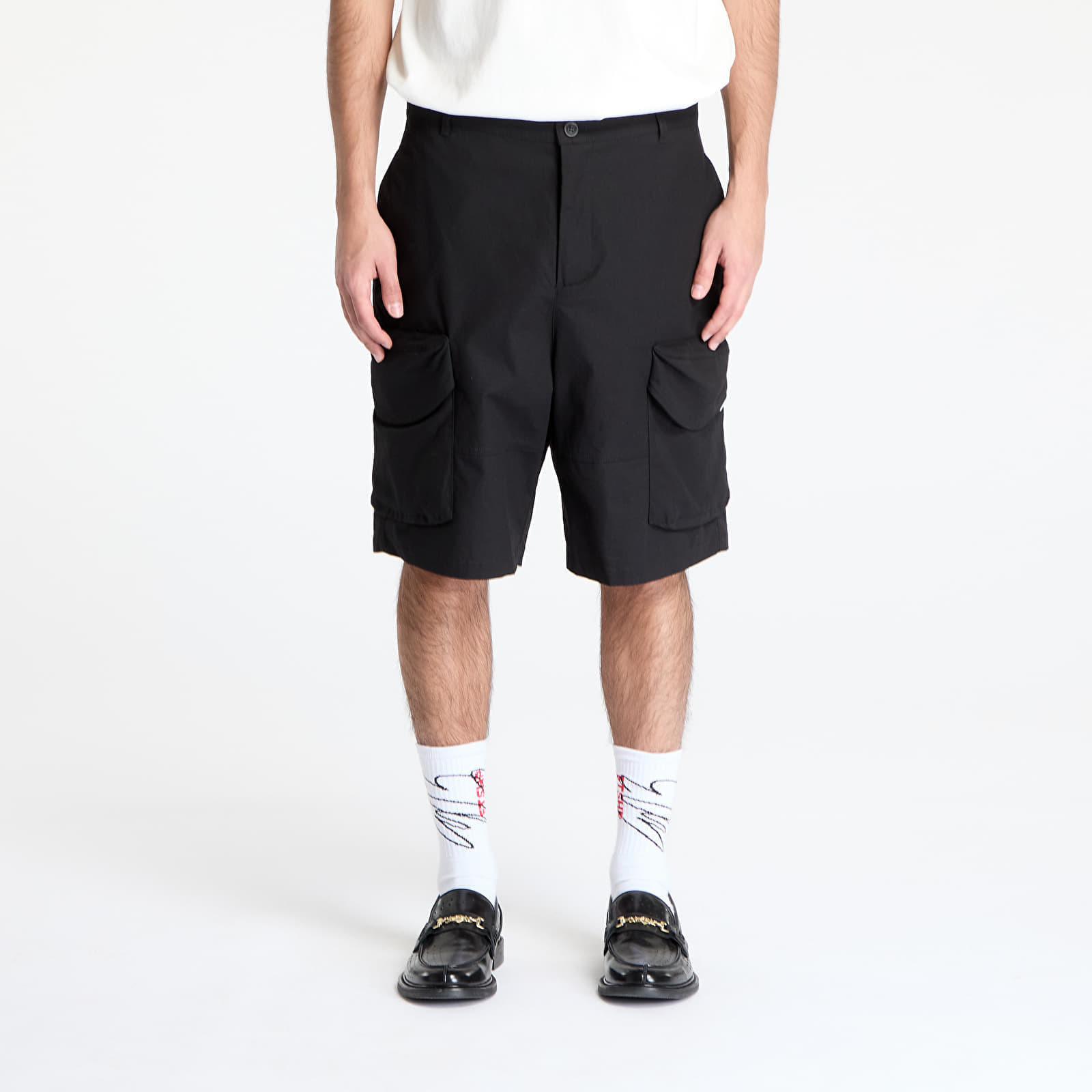 Šortky Daily Paper Cotton Cargo Shorts Oyster Black L