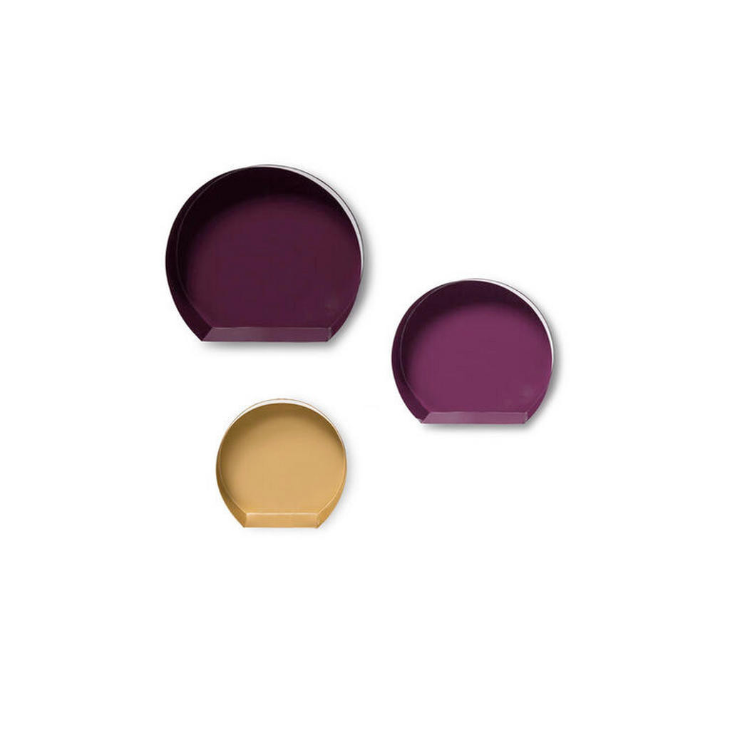 XXXL SADA NÁSTENNÝCH REGÁLOV, zlatá, slivková