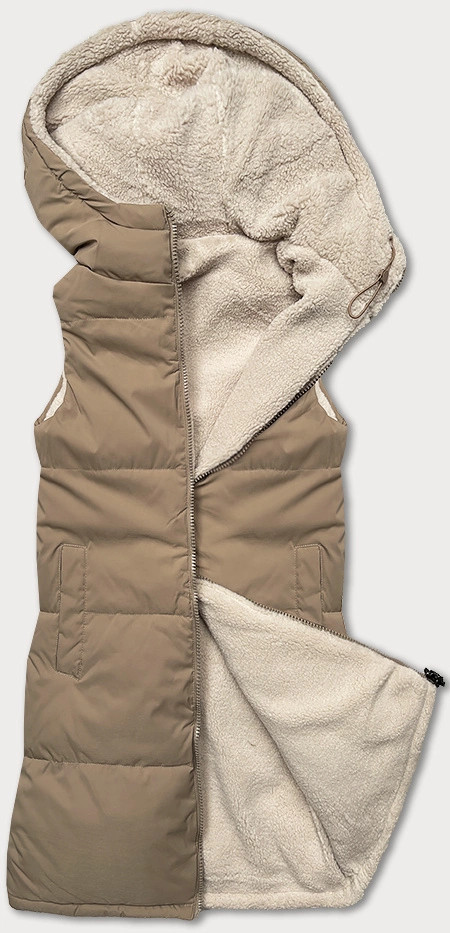 Béžová obojstranná dámska vesta z jahňacieho mäsa J Style (16M9166-62) odstíny béžové S (36)