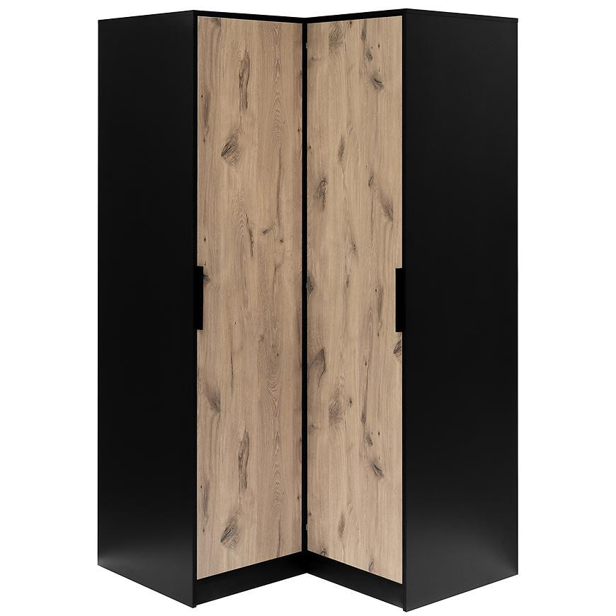 Rohová Skriňa Duarte čierna/ Dub Viking