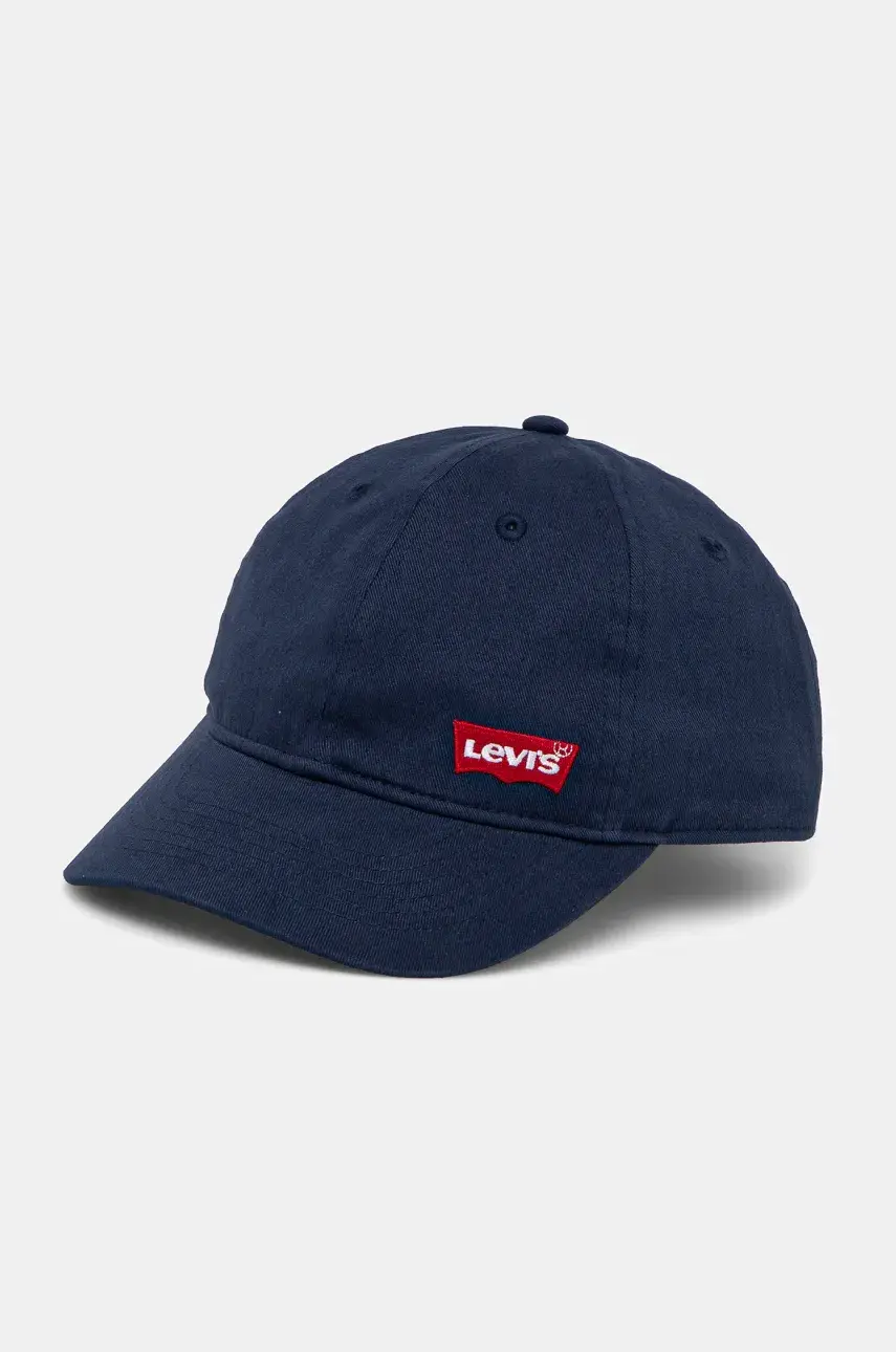 Detská bavlnená šiltovka Levi's LAN RICHMOND BATWING CURVE BRI tmavomodrá farba, s nášivkou