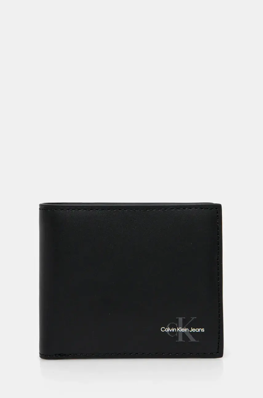 Kožená peňaženka Calvin Klein Jeans pánska, čierna farba, LV04G1013G