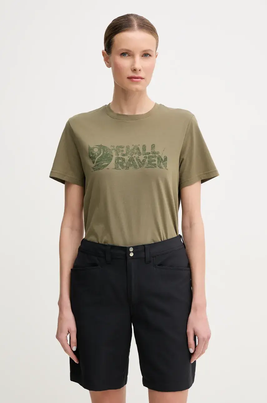 Športové tričko Fjallraven Lush zelená farba, F14600165