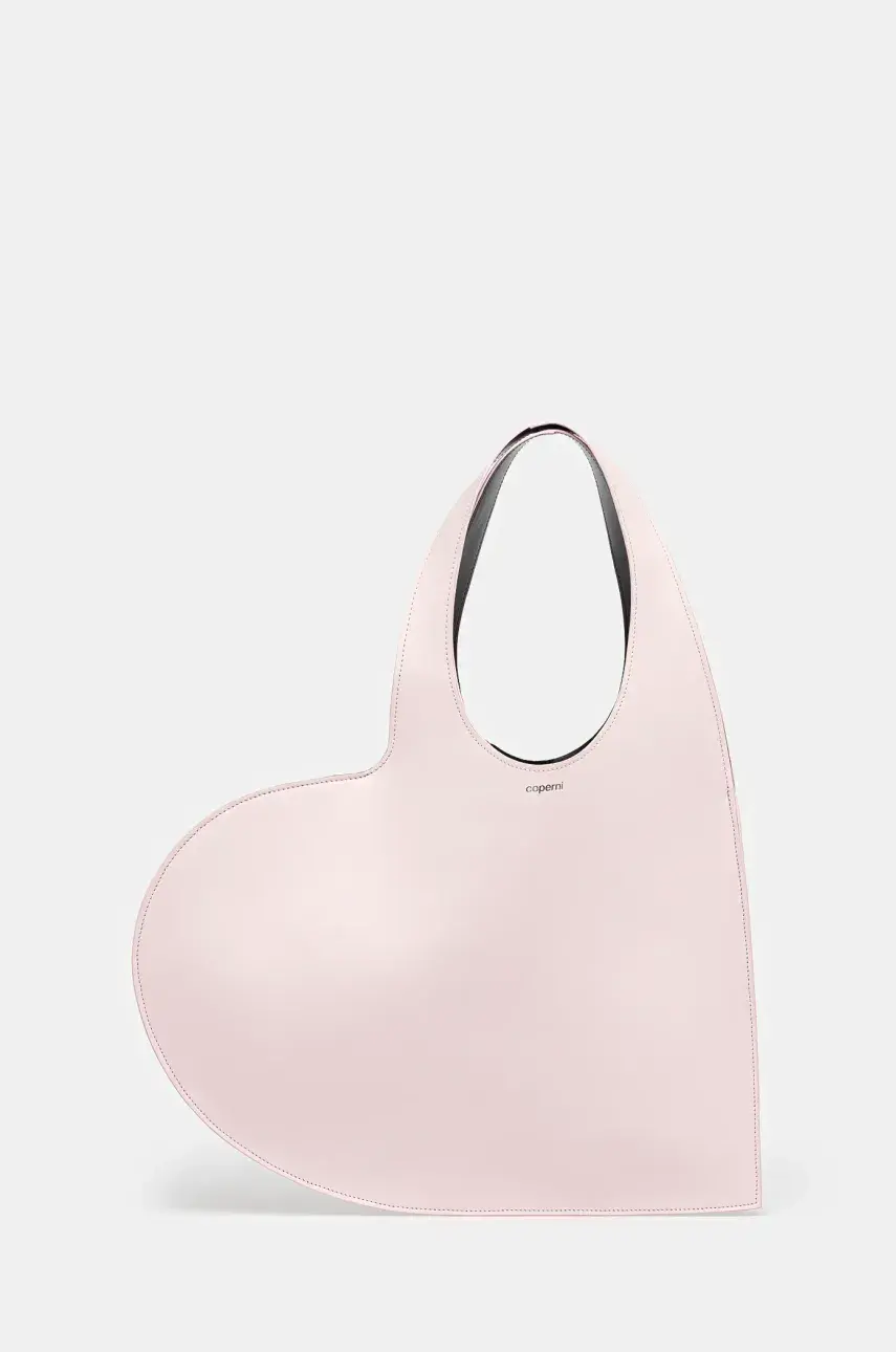 Kožená kabelka Coperni Heart Tote ružová farba, COPBA14F6031